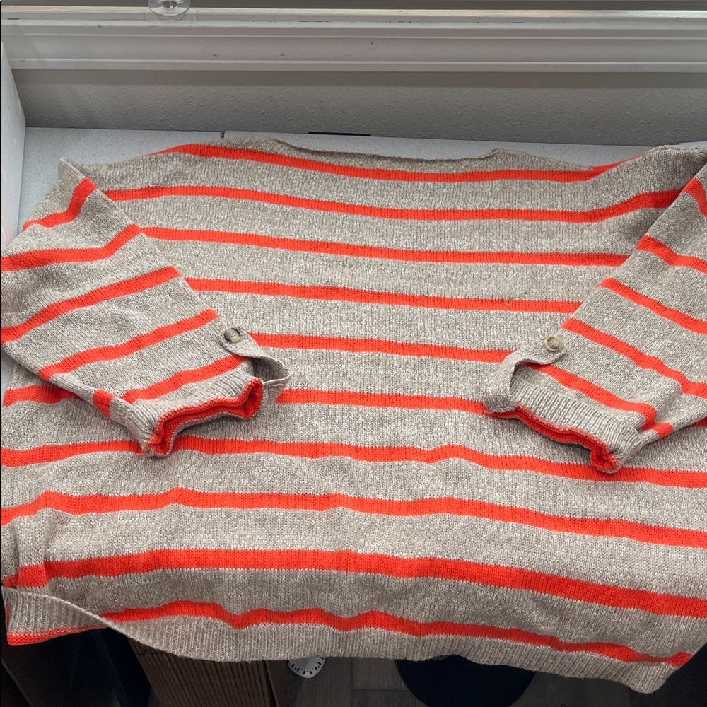 Striped Gray and Red Women's Sweater 5X